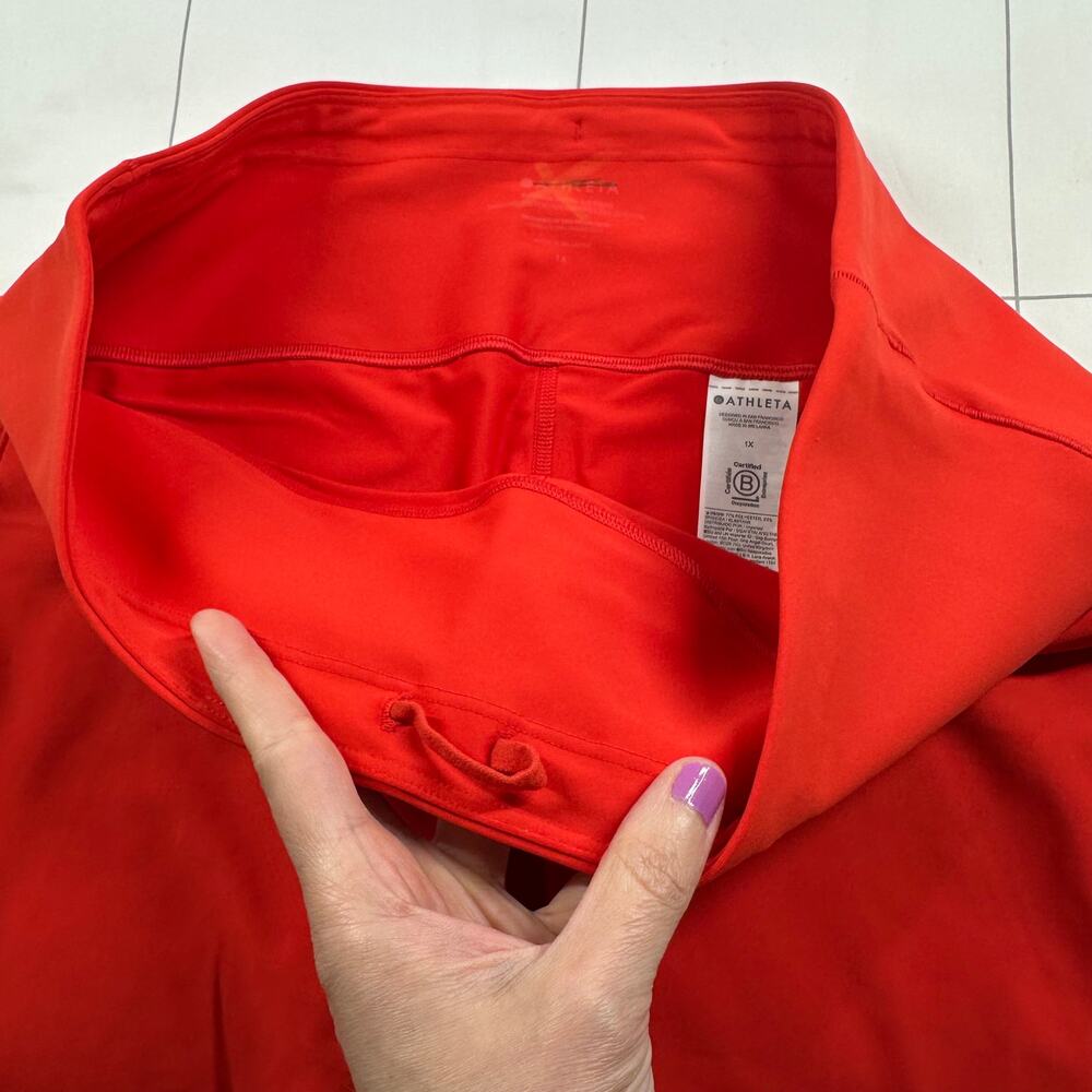Athleta Leggings Womens 1X Red Interval Stash Pocket 7/8 Workout Gym Sporty Run - Picture 7 of 12
